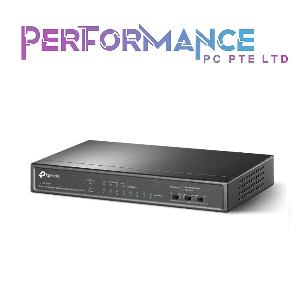 TP-Link TL-SF1008P 8 Port Fast Ethernet 10/100Mbps PoE Switch | 4 PoE Ports 57W | Desktop | Plug & Play | Sturdy Metal w/Shielded Ports | Fanless | Plug and Play | Unmanaged (3 YEARS WARRANTY BY BAN LEONG TECHNOLOGIES PTE LTD)