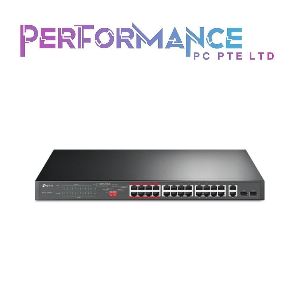 TP-Link TL-SL1226P 24 Port 10/100Mbps Fast Ethernet PoE Switch | 24 PoE+ Ports 250W, w/ 2 Uplink Gigabit Ports + 2 Combo SFP Slots | Limited Lifetime Protection | Extend Mode | Priority Mode (3 YEARS WARRANTY BY BAN LEONG TECHNOLOGIES PTE LTD)