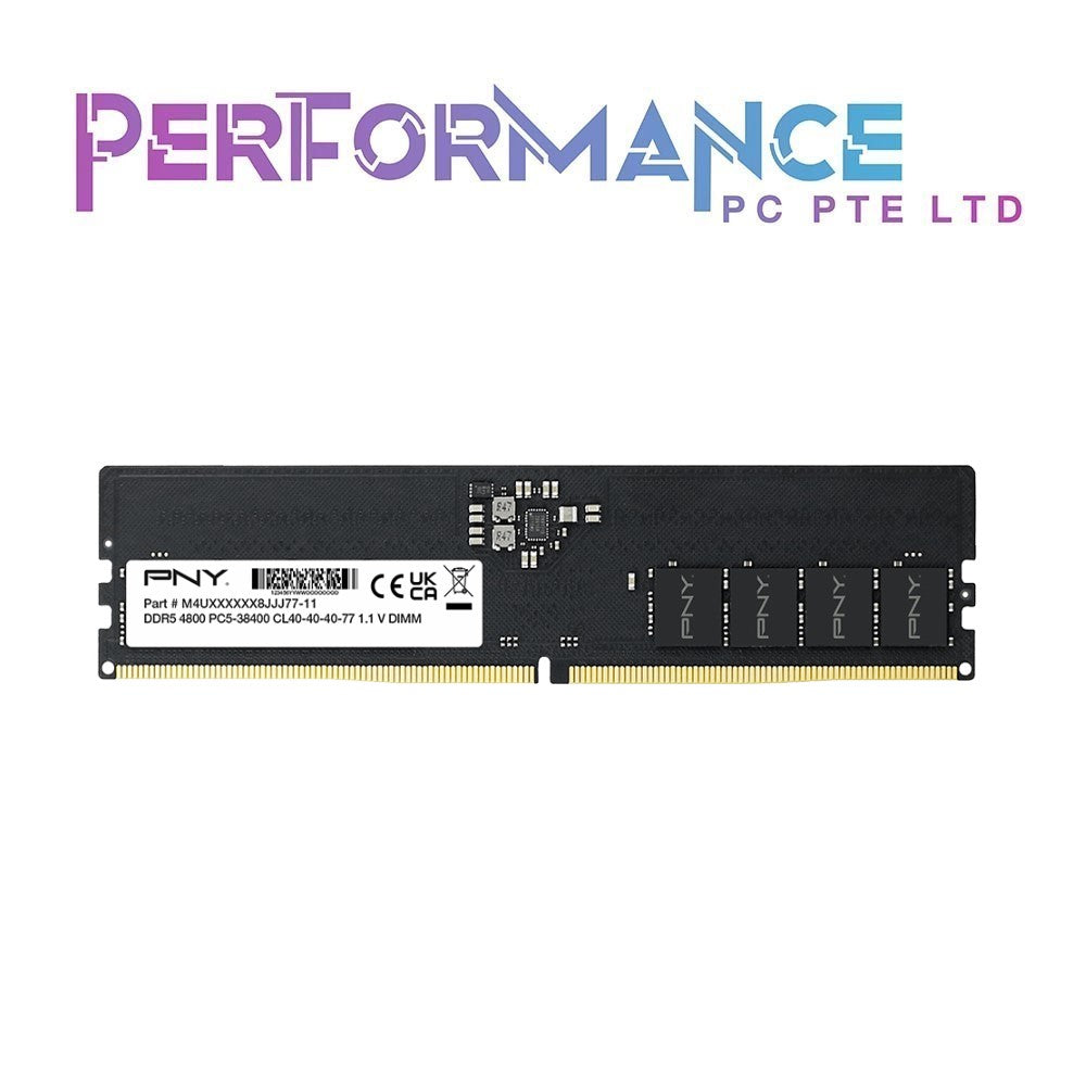 PNY Performance 8GB/16GB DDR5 4800MHz (PC5-38400) CL40 1.1V Desktop (DIMM) Memory – MD8GSD54800-TB/MD16GSD54800-TB (LIFETIME WARRANTY BY KARIA TECHNOLOGY PTE LTD)