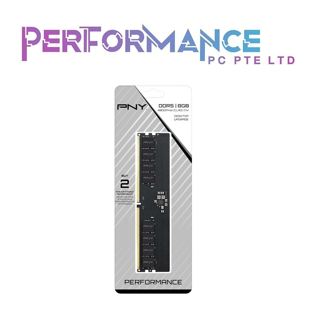 PNY Performance 8GB/16GB DDR5 4800MHz (PC5-38400) CL40 1.1V Desktop (DIMM) Memory – MD8GSD54800-TB/MD16GSD54800-TB (LIFETIME WARRANTY BY KARIA TECHNOLOGY PTE LTD)