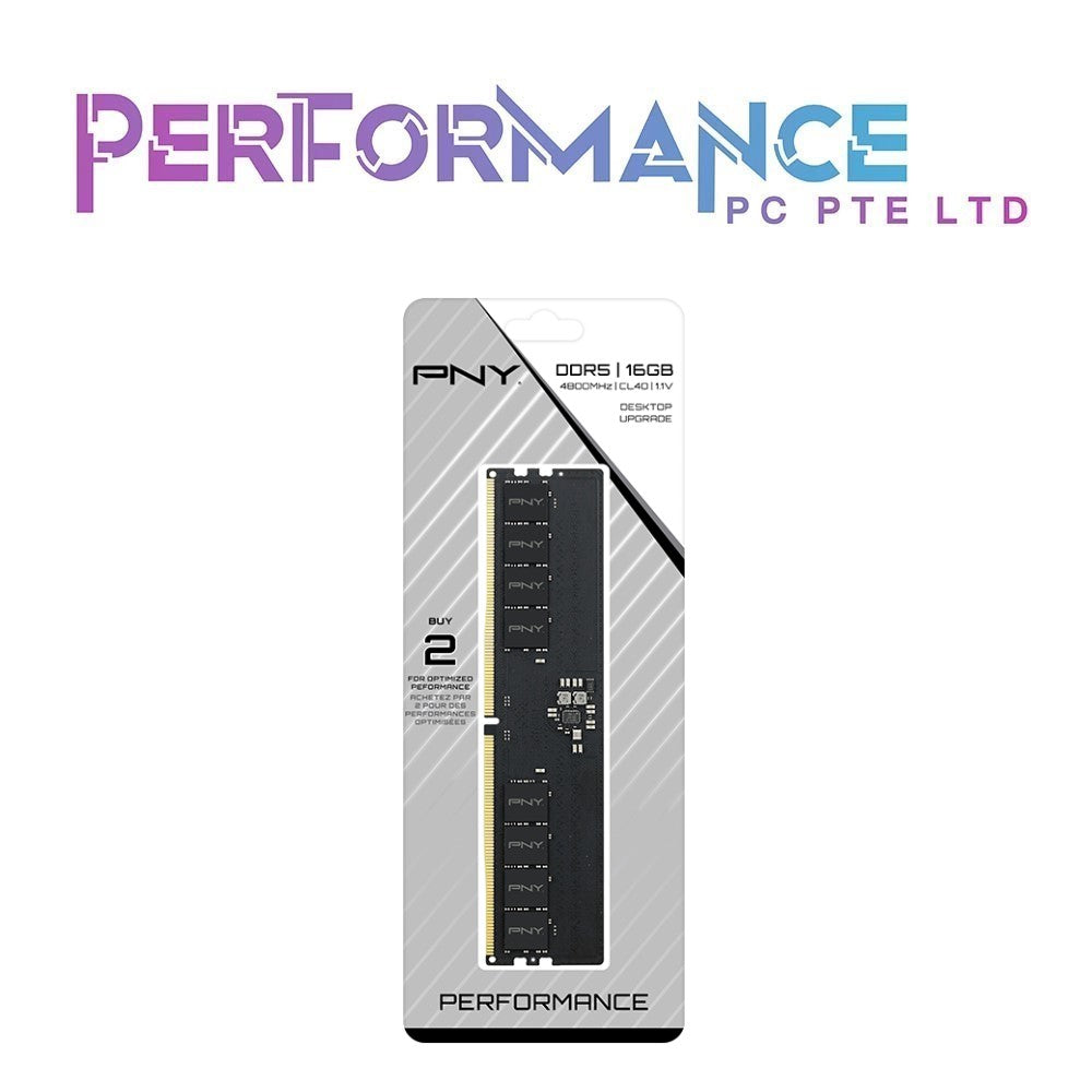 PNY Performance 8GB/16GB DDR5 4800MHz (PC5-38400) CL40 1.1V Desktop (DIMM) Memory – MD8GSD54800-TB/MD16GSD54800-TB (LIFETIME WARRANTY BY KARIA TECHNOLOGY PTE LTD)