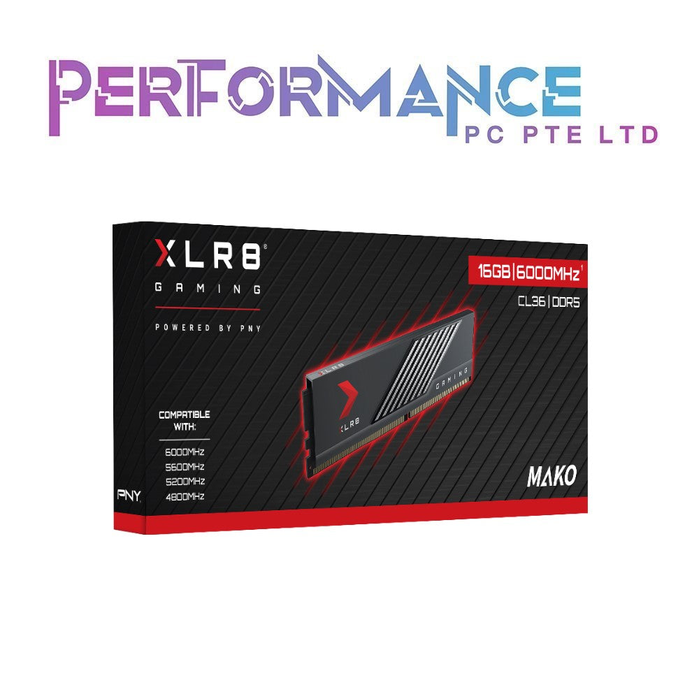 PNY XLR8 Gaming MAKO 16GB DDR5 6000MHz (PC5-48000) CL36 1.3V Desktop (DIMM) Memory Kit – MD16GSD5600036MXR (LIFETIME WARRANTY BY KARIA TECHNOLOGY PTE LTD)