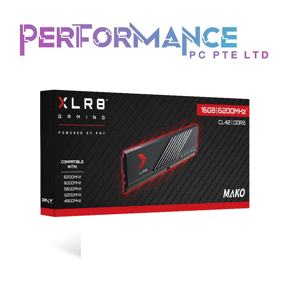 PNY XLR8 Gaming MAKO 16GB DDR5 6200MHz (PC5-48000) CL36 1.3V Desktop (DIMM) Memory Kit – MD16GSD5620042MXR (LIFETIME WARRANTY BY KARIA TECHNOLOGY PTE LTD)