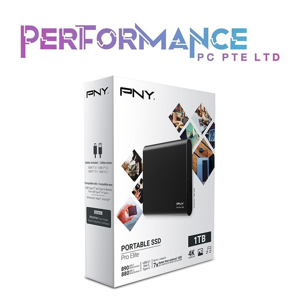 PNY Pro Elite 500GB/1TB USB 3.1 Gen 2 Type-C Portable Solid State Drive (3 YEARS WARRANTY BY KARIA TECHNOLOGY PTE LTD)