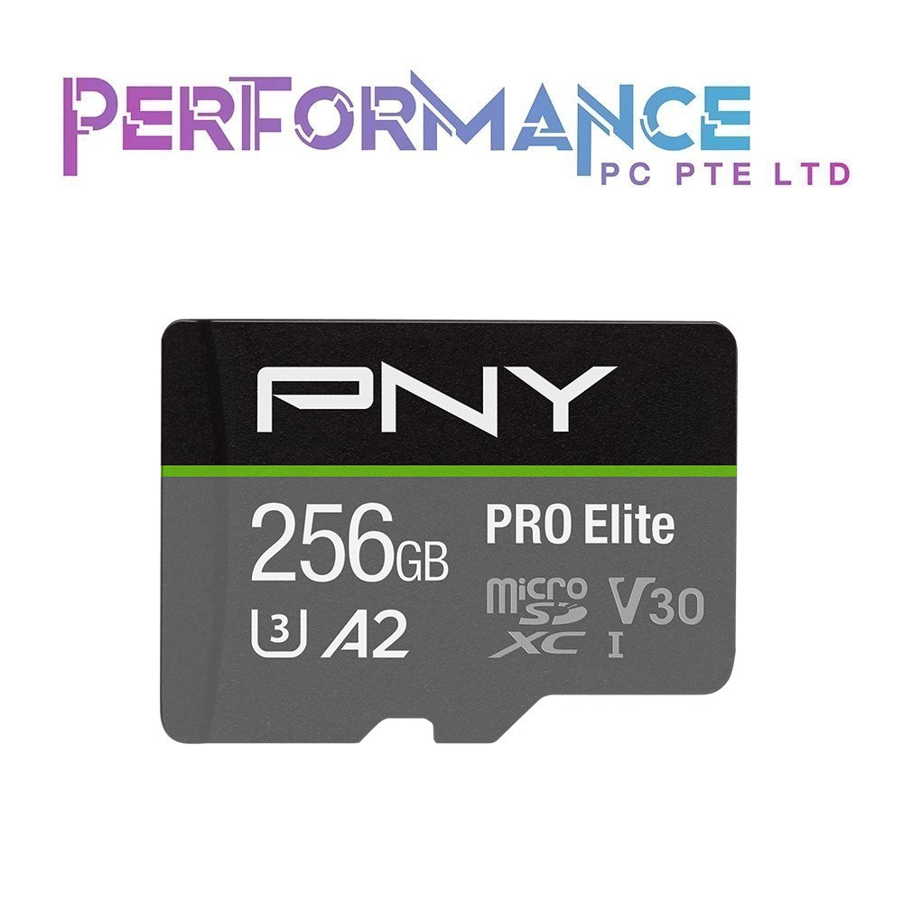 PNY Micro SD Pro Elite 256GB/512GB/1TB Elite Class 10 U3 V30 microSDXC Flash Memory Card - 100MB/s, Class 10, U3, V30, A2, 4K UHD, Full HD, UHS-I, micro SD (LIFETIME WARRANTY BY KARIA TECHNOLOGY PTE LTD)