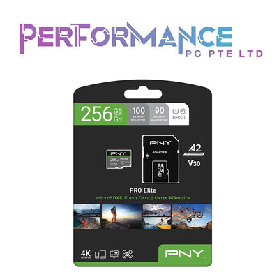 PNY Micro SD Pro Elite 256GB/512GB/1TB Elite Class 10 U3 V30 microSDXC Flash Memory Card - 100MB/s, Class 10, U3, V30, A2, 4K UHD, Full HD, UHS-I, micro SD (LIFETIME WARRANTY BY KARIA TECHNOLOGY PTE LTD)