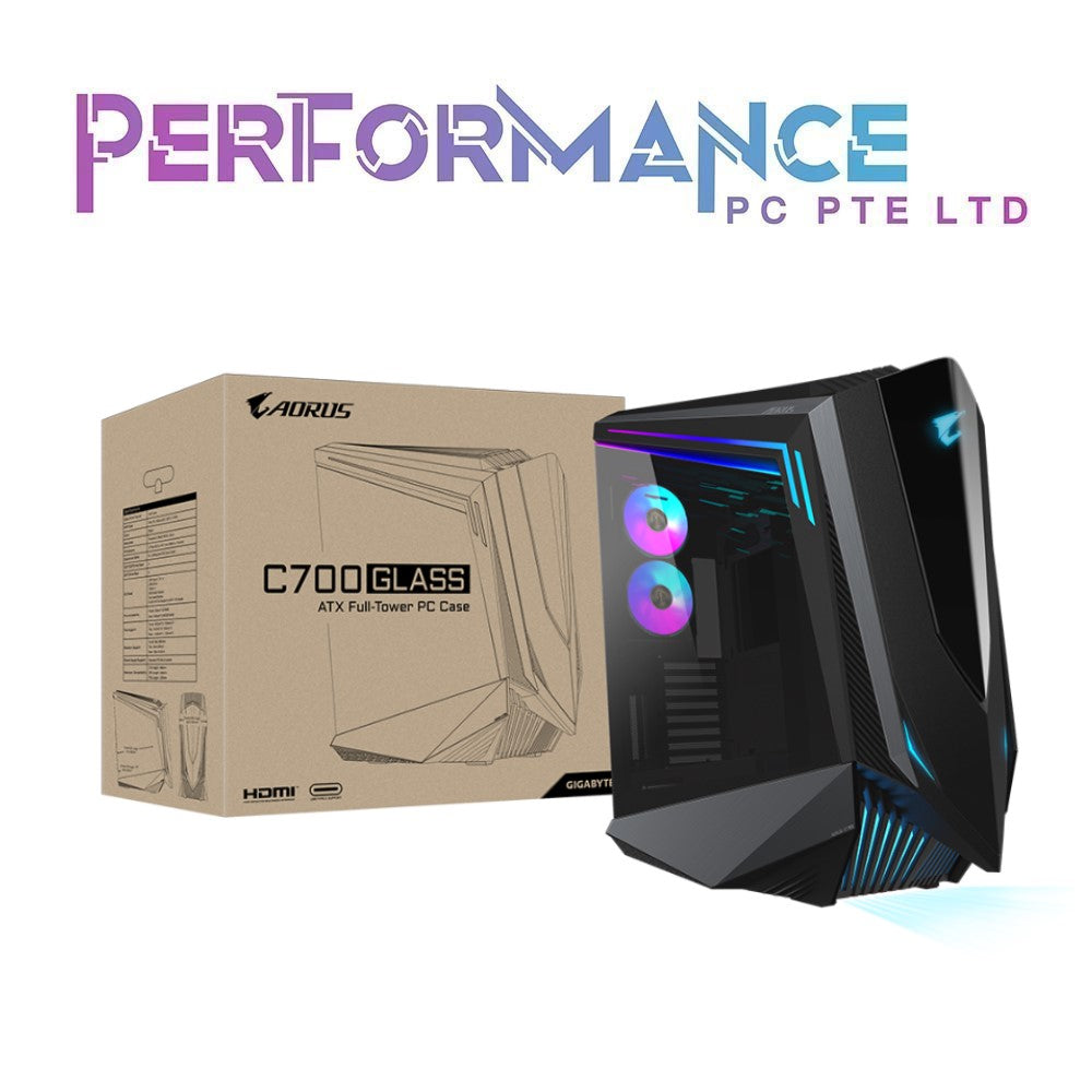 Gigabyte Aorus C700 Glass Full-Tower Case With USB 3.0 x4 and USB 3.1 Gen2 Type-C x1 on I/O panel Full-Size Tempered Glass Both Side Panel Support Vertical GPU Installation PSU Shroud Design (1 YEAR WARRANTY BY CDL TRADING PTE LTD)