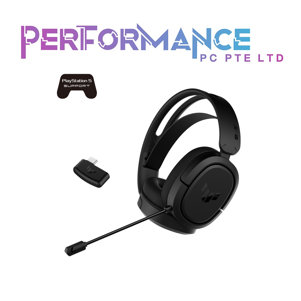 ASUS TUF Gaming H1 Wireless headset features a 2.4 GHz connection, 7.1 surround sound with deep bass, a Discord and TeamSpeak-certified microphone, a lightweight and comfortable design (2 YEARS WARRANTY BY BAN LEONG TECHNOLOGIES PTE LTD)