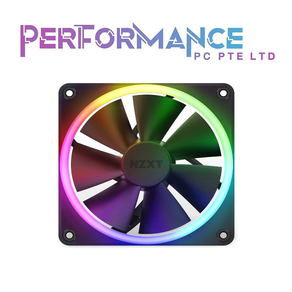 NZXT F120 RGB Fans - RF-R12TF-W1 - Advanced RGB Lighting Customization - Whisper Quiet Cooling - Triple (RGB Fan & Controller Included) - 120mm Fan - Black/White (2 YEARS WARRANTY BY TECH DYNAMIC PTE LTD)