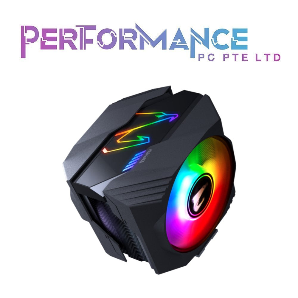 GIGABYTE ATC800 AIR COOLER AORUS CPU COOLER 2*120mm RGB Ball Bearing Fans, 6*0.6mm Copper Direct Pipe, CPU Temp / RPM Indicator, Support LGA2066, 2011, 1700,1366, 1156, 1155, 1151, 1150, 1200, AM4, AM3, AM2+, AM2 (3 YEARS WARRANTY BY CDL TRADING PTE LTD)