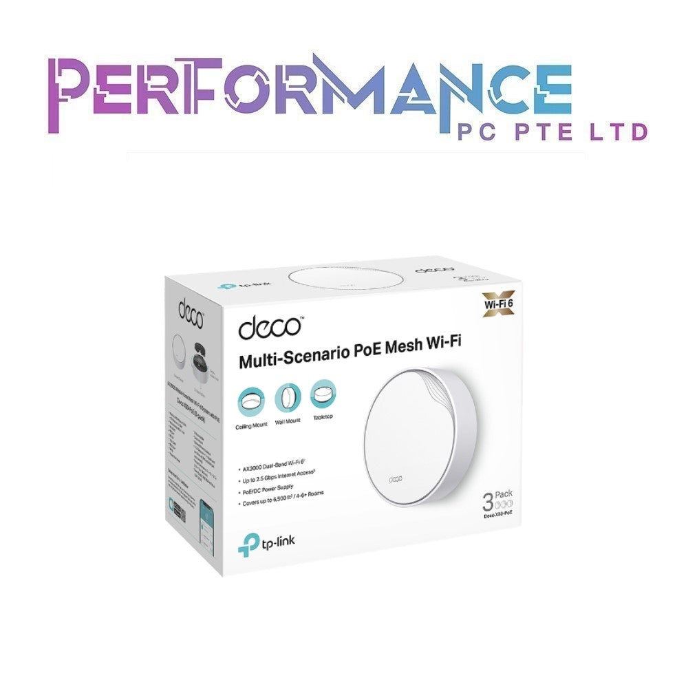 TP-LINK AX3000 MESH WIFI6 WITH POE SYSTEM Deco X50-PoE(3-pack) (3 YEARS WARRANTY BY BAN LEONG TECHNOLOGIES PTE LTD)