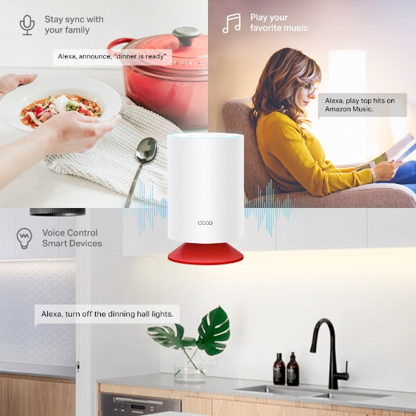 TP-LINK Deco Voice X20 (2-PCS) AX1800 Gigabit OFDMA MU-MIMO WiFi 6 AI-Driven Whole Home MESH Wifi System with Alexa Built-In (3 YEARS WARRANTY BY BAN LEONG TECHNOLOGIES PTE LTD)