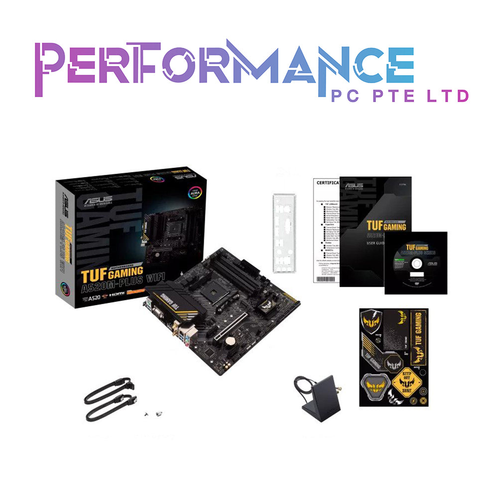 ASUS TUF GAMING A520M-PLUS WIFI AMD A520 (Ryzen AM4) micro ATX motherboard with M.2 support, 1 Gb Ethernet, HDMI/DVI/D-Sub, SATA 6 Gbps, USB 3.2 Gen 2 Type-A