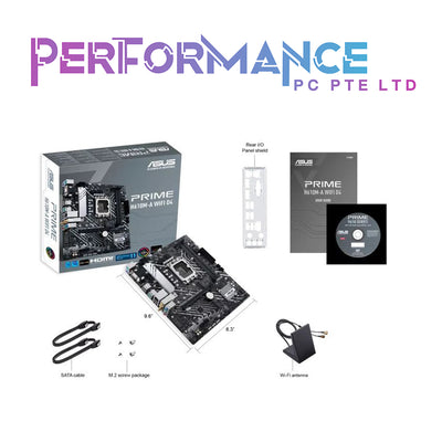 ASUS PRIME H610M-A WIFI D4 Intel H610 (LGA 1700) mic-ATX motherboard with DDR4, PCIe 4.0, dual M.2 slots, Intel 1 Gb Ethernet, WIFI 5, DisplayPort, HDMI, D-Sub, USB 3.2 Gen 2 ports (3 YEARS WARRANTY BY AVERTEK ENTERPRISES PTE LTD)