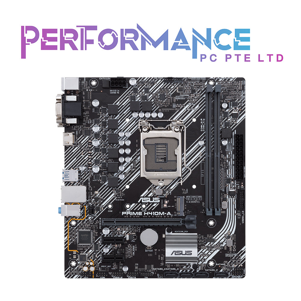 ASUS PRIME H410M-A Intel H410 LGA 1200 micro ATX motherboard with M.2, DDR4, HDMI, D-Sub, DVI, USB 3.2 Gen 1 ports, SATA 6 Gbps, COM header, TPM header (3 YEARS WARRANTY BY AVERTEK ENTERPRISES PTE LTD)