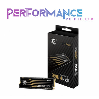 MSI SPATIUM M480 PCIe 4.0 NVMe M.2 1TB/2TB/ 5Yrs Wty/MAX READ: 7000 MB/s, MAX WRITE: 6850 MB/s (5 YEARS WARRANTY BY CORBELL TECHNOLOGY PTE LTD)