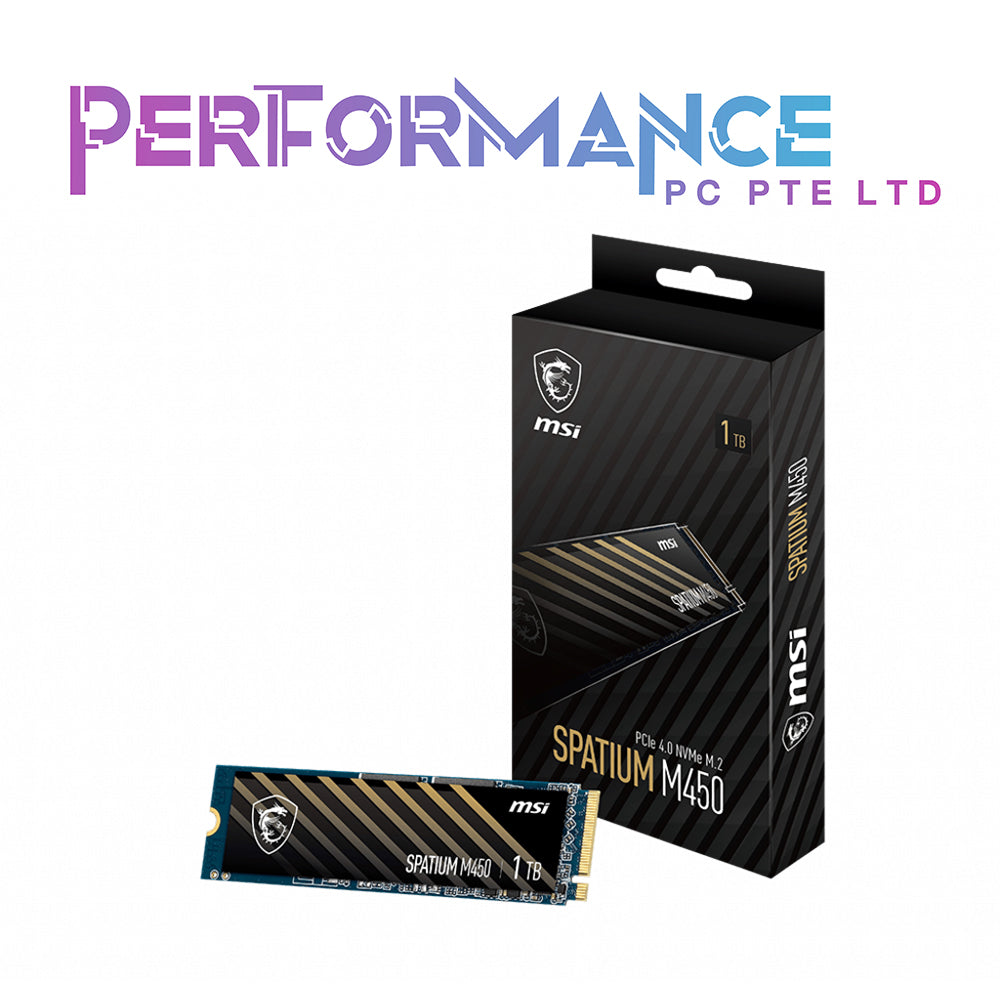 MSI SPATIUM M450 PCIe 4.0 NVMe M.2 500GB/1TB/ 5Yrs Wty/MAX READ: 3600 MB/s, MAX WRITE: 3000 MB/s (5 YEARS WARRANTY BY CORBELL TECHNOLOGY PTE LTD)