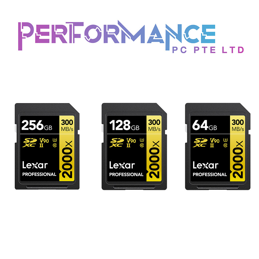 Lexar Professional 2000x 256GB/128GB/64GB SDXC R300W260 MBs (GOLD Series) (LIMITED LIFETIME WARRANTY BY TECH DYNAMIC PTE LTD)