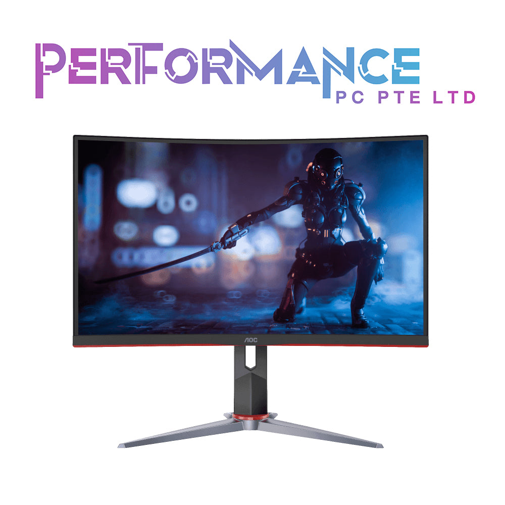 AOC C24G2 23.6 inch/ 24 inch Curved Gaming Monitor Black/Red VGA/ HDMI/ DP/ Adaptive Sync/ Height Adj/ HDR/ 165hz/ 1ms / FreeSync / 1500R Curve (3 YEARS WARRANTY BY CORBELL TECHNOLOGY PTE LTD)