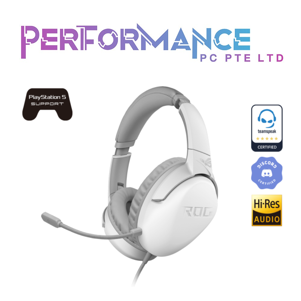 ASUS ROG Strix Go Core Moonlight (White/Black) gaming headset delivers immersive gaming audio and incredible comfort, and supports PC, PS4, Xbox One, Nintendo Switch and mobile devices. (2 YEARS WARRANTY BY BAN LEONG TECHNOLOGIES PTE LTD)