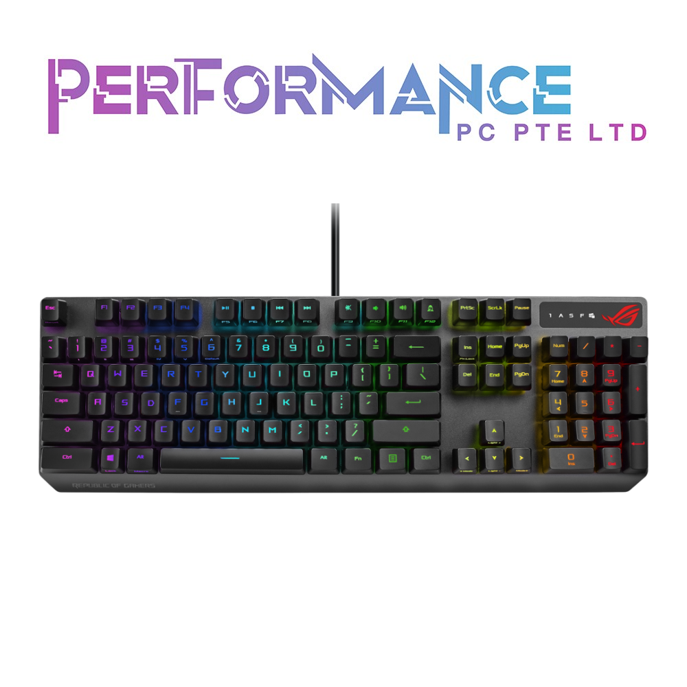 ASUS ROG Strix Scope RX Red optical RGB gaming keyboard for FPS gamers, with ROG RX Optical Mechanical Switches, IP56 water and dust resistance, USB 2.0 passthrough, and alloy top plate (2 YEARS WARRANTY BY BAN LEONG TECHNOLOGIES PTE LTD)