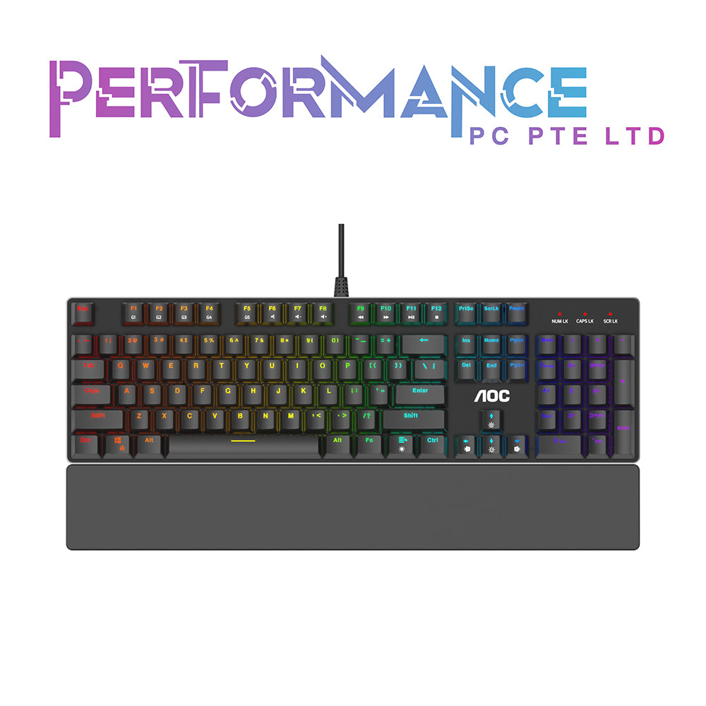 AOC GK500 Mechanical Gaming Keyboard / Outemu Blue / Light FX Sync / Magnetic Wrist Rest (2 YEARS WARRANTY BY CORBELL TECHNOLOGY PTE LTD)