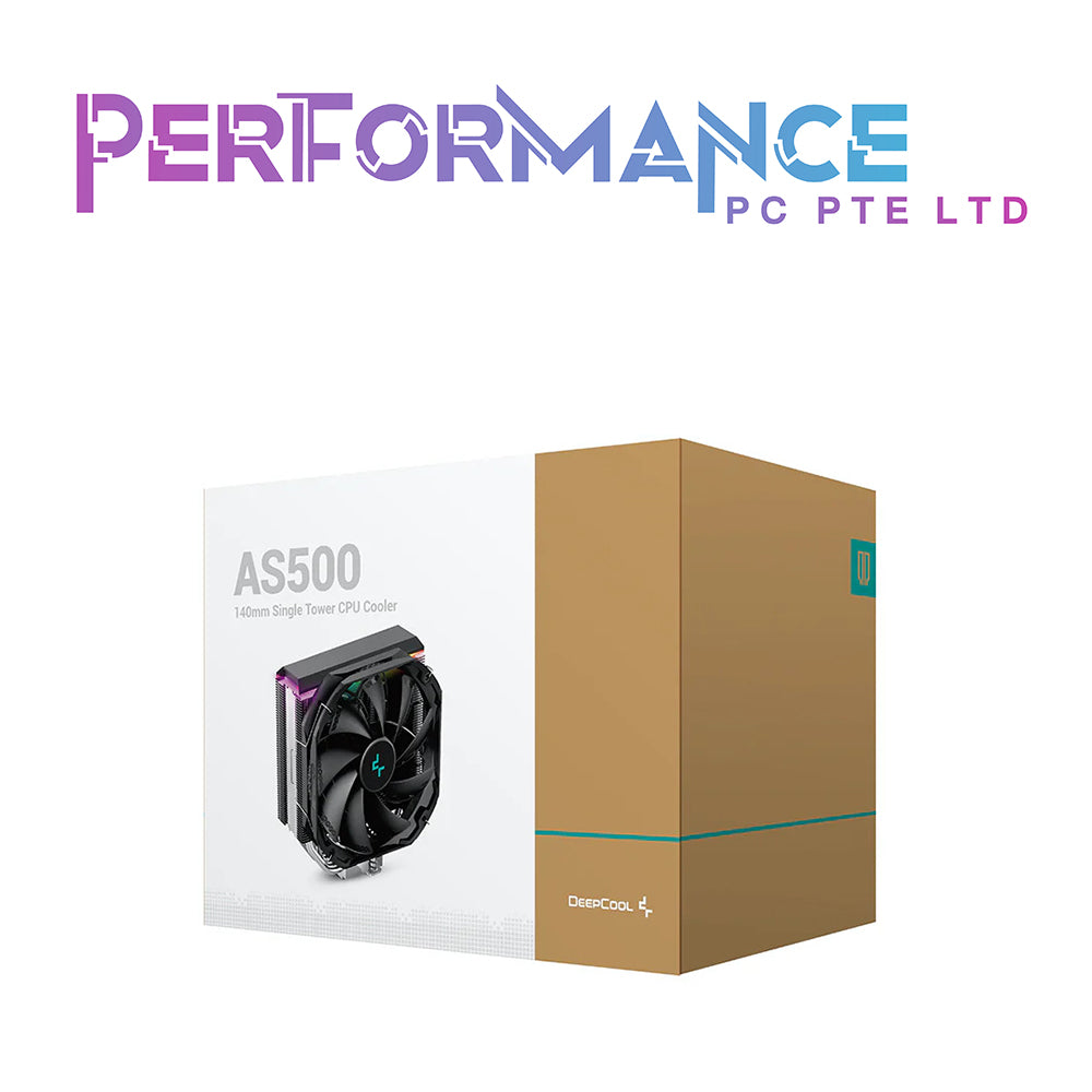 Deepcool AS500/AS500 Plus, 5 x 6mm Heatpipe Slim Tower Cooler, with ARGB Top Plate, 1 x High Performance TF140S PWM Fan, Full ram compatibility CPU AIR COOLER Black/White (3 Years Warranty By Tech Dynamic Pte Ltd)