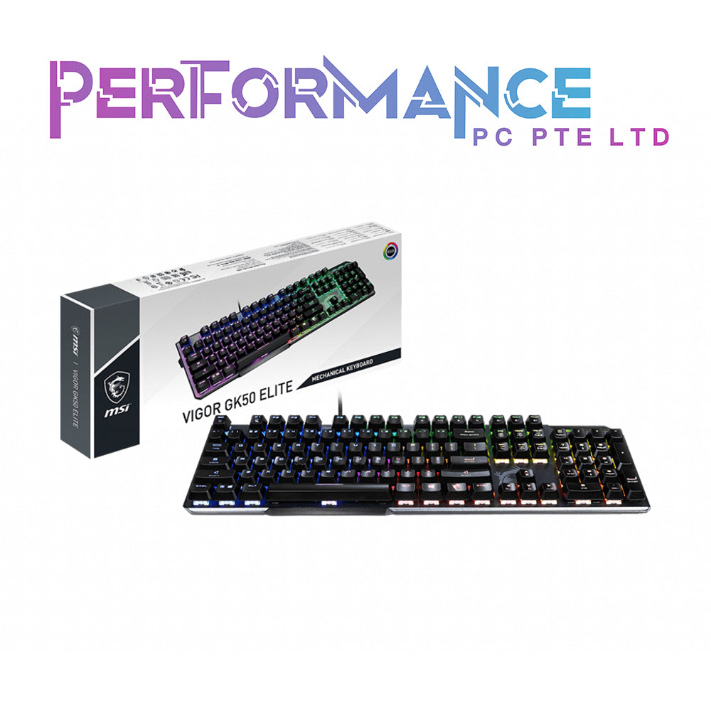 MSI Vigor GK50 Elite BW Mechanical Gaming Keyboard, Clicky Kailh Box White Switches, RGB Mystic Light (1 YEAR WARRANTY BY CORBELL TECHNOLOGY PTE LTD)