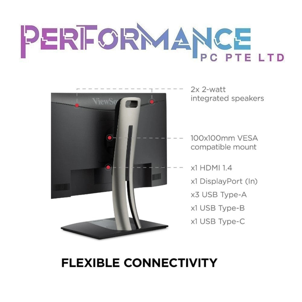 Viewsonic VP2456 - 24" ColourPro™ 1080p IPS Monitor with 60W USB C, sRGB and Pantone Validated Resp. Time 5ms Refresh Rate 60hz (3 YEARS WARRANTY BY KAIRA TECHOLOGY PTE LTD)