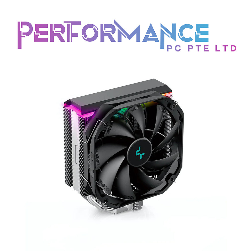 Deepcool AS500/AS500 Plus, 5 x 6mm Heatpipe Slim Tower Cooler, with ARGB Top Plate, 1 x High Performance TF140S PWM Fan, Full ram compatibility CPU AIR COOLER Black/White (3 Years Warranty By Tech Dynamic Pte Ltd)