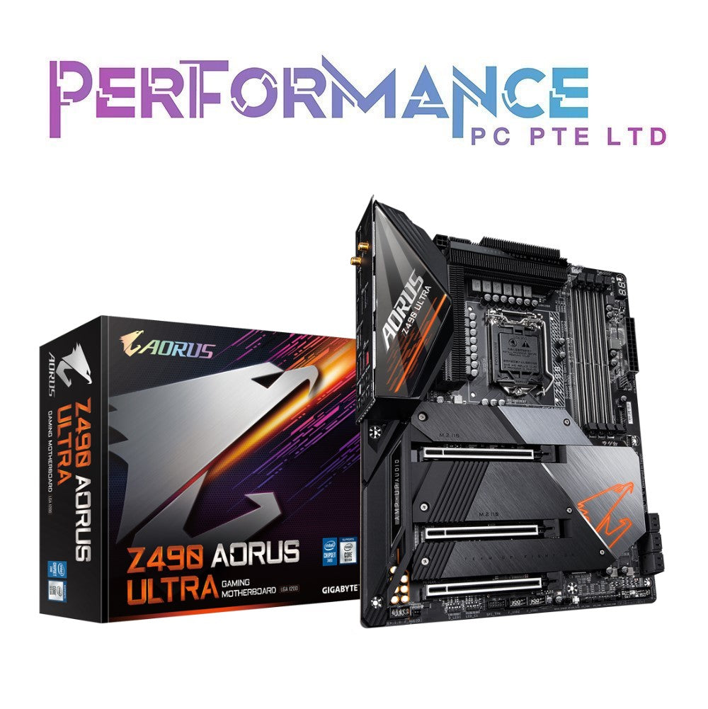 Gigabyte Z490 AORUS Ultra Motherboard with Direct 12+1 Phases Digital VRM Design, Comprehensive Thermal Solution with NanoCarbon Fins-Array II, Intel® WiFi 6 802.11ax, Intel® 2.5GbE LAN, RGB FUSION 2.0 (3 YEARS WARRANTY BY CDL TRADING PTE LTD)