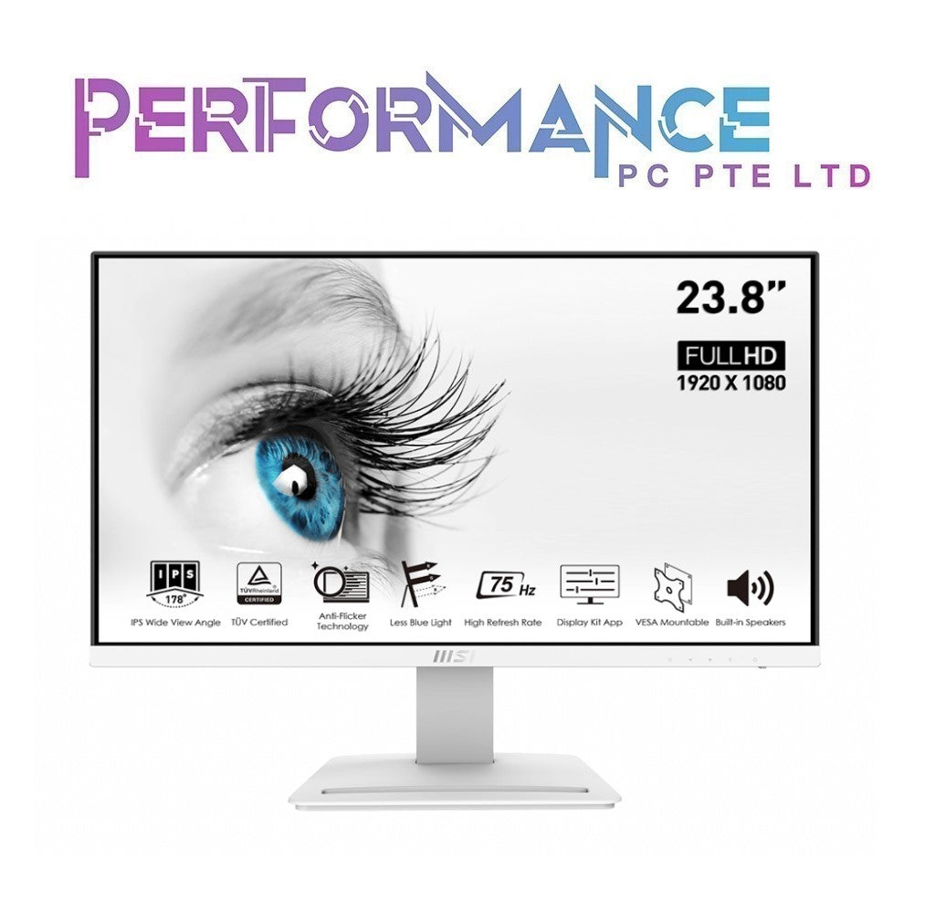 MSI PRO MP243W 24"/FHD/Flatscreen/IPS Panel/75hs/5ms/Less Blue Light/Anti-Flicker/Speakers (3YEARS WARRANTY BY CORBELL TECHNOLOGY PTE LTD)