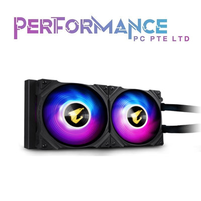 GIGABYTE AORUS WATERFORCE 240 AIO CPU Cooler,2*120mm ARGB Fans,60*60mm Display RGB Fusion 2,Aorus Engine (3 YEARS WARRANTY BY CDL TRADING PTE LTD)