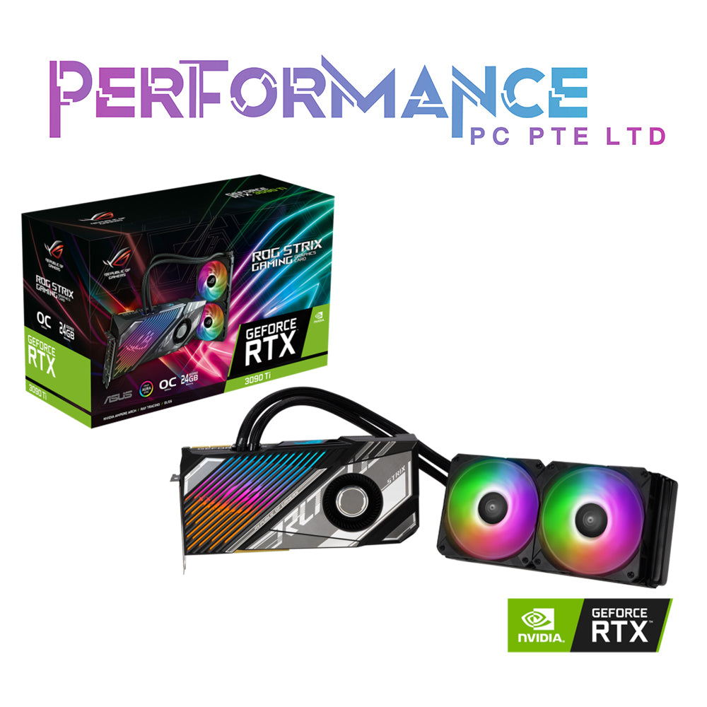 ASUS ROG STRIX LC RTX3090TI RTX 3090 TI O24G GAMING (PCIe 4.0, 24GB GDDR6X, HDMI 2.1, DisplayPort 1.4a, Full-coverage cold plate, 240mm radiator, 560mm tubing, GPU Tweak II) (3 YEARS WARRANTY BY AVERTEK ENTERPRISES PTE LTD)