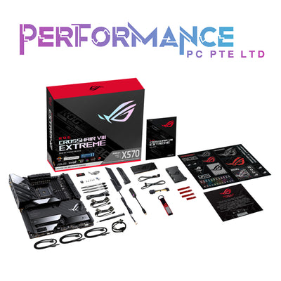 ASUS ROG CROSSHAIR VIII EXTREME AMD X570 EATX gaming motherboard with 18+2 power stages, five M.2 slots, USB 3.2 Gen 2x2, USB 3.2 Gen 2 front-panel connector, dual Thunderbolt 4 (3 YEARS WARRANTY BY AVERTEK ENTERPRISES PTE LTD)