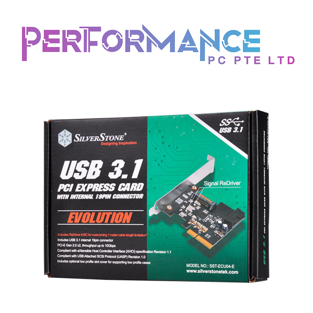 SilverStone Technology SST-ECU04-E-USA USB 3.1 Gen2 PCIe Card with Internal 19Pin Connector Plus Pericom Redriver Ecu04-E-USA (1 YEAR WARRANTY BY AVERTEK ENTERPRISES PTE LTD)