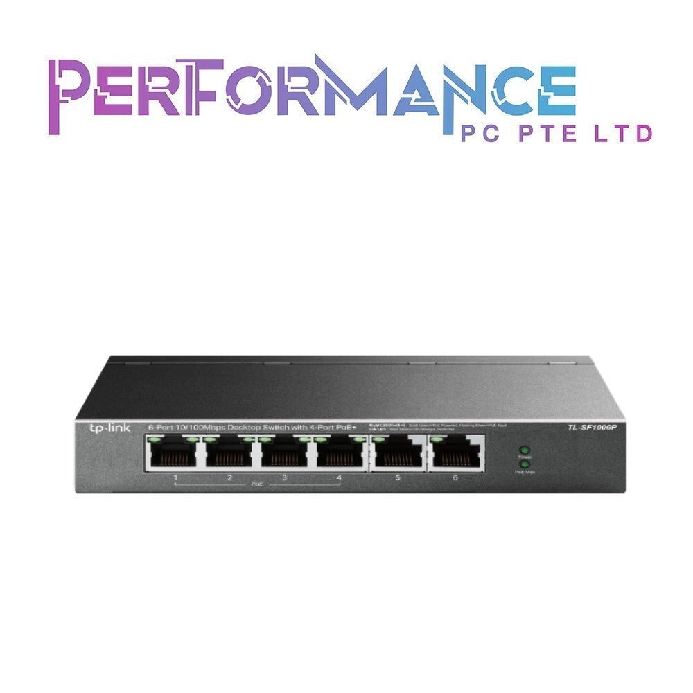 TP-Link TL-SF1006P 6 Port Fast Ethernet 10/100Mbps PoE Switch | 4 PoE+ Ports 67W | Plug & Play | Sturdy Metal w/Shielded Ports | Extend Mode | Priority Mode (3 YEARS WARRANTY BY BAN LEONG TECHNOLOGIES PTE LTD)