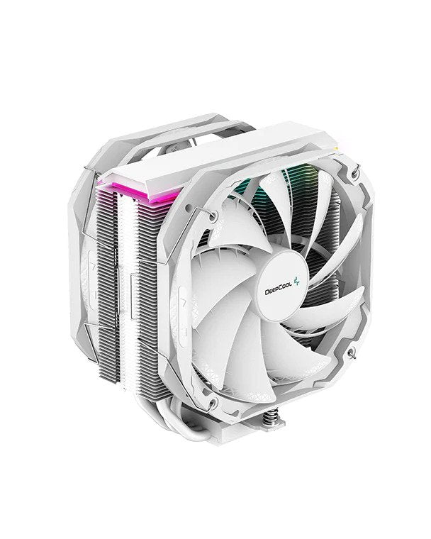 Deepcool AS500/AS500 Plus, 5 x 6mm Heatpipe Slim Tower Cooler, with ARGB Top Plate, 1 x High Performance TF140S PWM Fan, Full ram compatibility CPU AIR COOLER Black/White (3 Years Warranty By Tech Dynamic Pte Ltd)