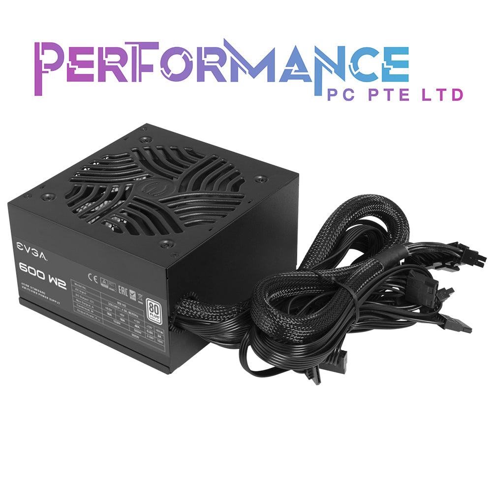 EVGA W1/W2 80+ White 600W PSU, All black cables (3 Years Warranty By Tech Dynamic Pte Ltd)