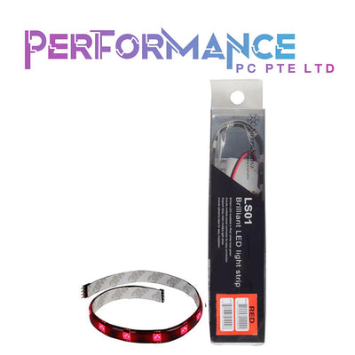 SilverStone LS01 B4 to S4 15 LED Light Strip, 3.6W, Red/Blue/White (1 YEAR WARRANTY BY AVERTEK ENTERPRISES PTE LTD)