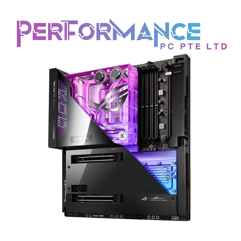 ASUS ROG Maximus Z690 Extreme Glacial (WiFi 6E)LGA 1700(Intel 12th Gen)EATX gaming motherboard(Integrated EK Ultrablock,PCIe5.0,DDR5,24+1 power stages,5x M.2,PCIe 5.0 M.2,10Gb&2.5GbLAN,2xThunderbolt 4) (3 YEARS WARRANTY BY Ban Leong Technologies Ltd)