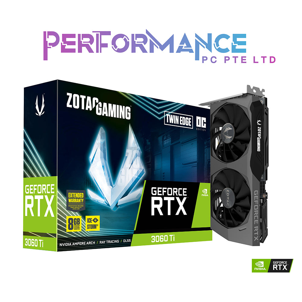 ZOTAC Gaming GeForce RTX 3060 Ti RTX 3060Ti Twin Edge OC LHR 8GB GDDR6 Graphics Card GPU ( 3+2 years warranty by Tech Dynamic Pte Ltd )