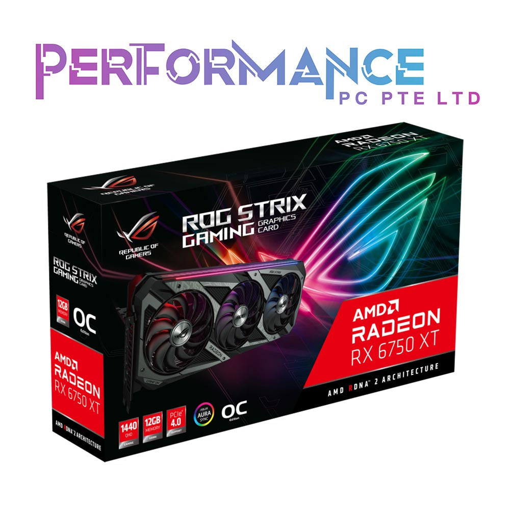 ASUS ROG Strix AMD Radeon RX 6750 XT OC Edition Gaming Graphics Card (AMD RNDA 2, PCIe 4.0, 12GB GDDR6, HDMI 2.1, DisplayPort 1.4a, Axial-tech Fan Design, 2.9-slot, Super Alloy Power II, GPU Tweak) (3 YEARS WARRANTY BY Ban Leong Technologies Ltd)