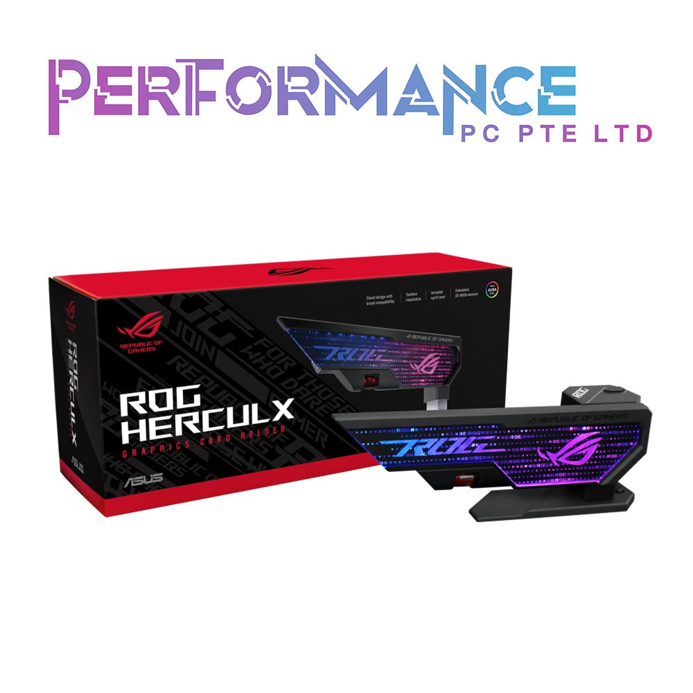 ASUS ROG Herculx Graphics Card Anti-Sag Holder Bracket (Solid Zinc Alloy Construction, Easy Toolless Installation, Included Spirit Level, Adjustable Height, Wide Compatibility, Aura Sync RGB) (1 YEAR WARRANTY BY Ban Leong Technologies Ltd)