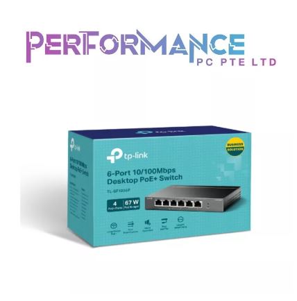 TP-Link TL-SF1006P 6 Port Fast Ethernet 10/100Mbps PoE Switch | 4 PoE+ Ports 67W | Plug & Play | Sturdy Metal w/Shielded Ports | Extend Mode | Priority Mode (3 YEARS WARRANTY BY BAN LEONG TECHNOLOGIES PTE LTD)